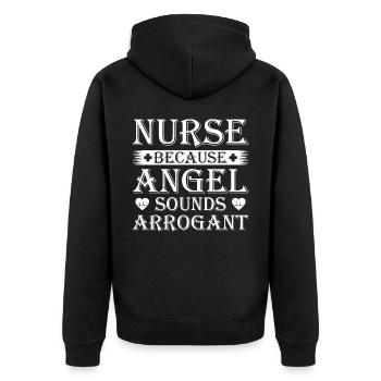 Krankenschwester Outfit Krankenpflegerin - Unisex Premium Bio Zip Hoodie - Schwarz - Hinten - Nico (187cm)