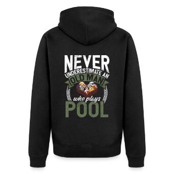 Billard Lustiger Spruch & Herren Snooker Design - Unisex Premium Bio Zip Hoodie - Schwarz - Hinten - Nico (187cm)