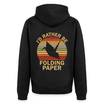 Origami Papier Flieger Papier Kunst Pilot - Unisex Premium Bio Zip Hoodie - Schwarz - Hinten - Nico (187cm)