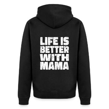 Maman murmure La vie est meilleure avec ma maman - Veste à capuche bio Premium Unisexe - noir - Dos - Nico (187cm)