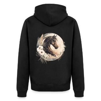 Pferd Boho - Unisex Premium Bio Zip Hoodie - Schwarz - Hinten - Nico (187cm)