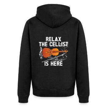 Cello -Musical instrument - Unisex Premium Organic Zip Hoodie - black - Back - Nico (187cm)