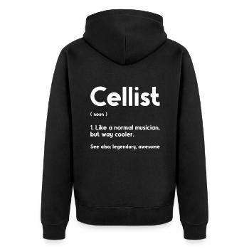 Cello -Musical instrument - Unisex Premium Organic Zip Hoodie - black - Back - Nico (187cm)