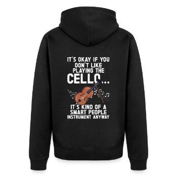 Cello -Musical instrument - Unisex Premium Organic Zip Hoodie - black - Back - Nico (187cm)