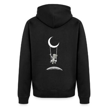 Mummy On Moon Swing Creepy Halloween - Unisex Premium Bio Zip Hoodie - Schwarz - Hinten - Nico (187cm)