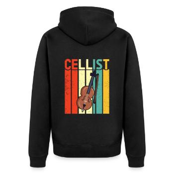 Cello -Musical instrument - Unisex Premium Organic Zip Hoodie - black - Back - Nico (187cm)