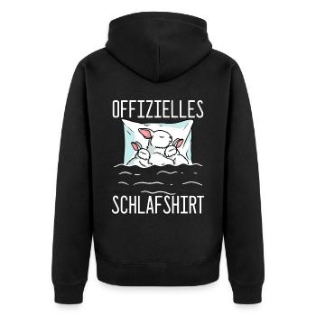 Offizielles Schlafshirt Hase Schlafanzug Hase - Unisex Premium Bio Zip Hoodie - Schwarz - Hinten - Nico (187cm)