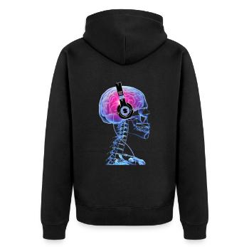 Schädel Kopfhörer Musikliebhaber Techno Skelett - Unisex Premium Bio Zip Hoodie - Schwarz - Hinten - Nico (187cm)