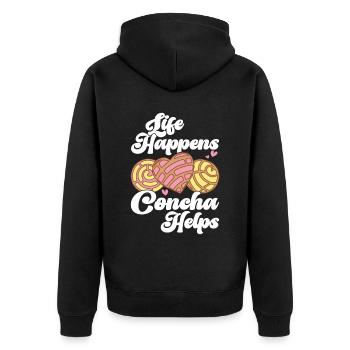 Conchas Pan Dulce Latina Spanisch - Unisex Premium Bio Zip Hoodie - Schwarz - Hinten - Nico (187cm)