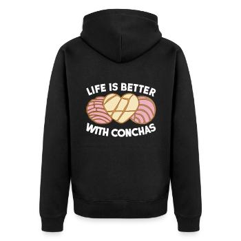 Conchas Pan Dulce Latina Spanisch - Unisex Premium Bio Zip Hoodie - Schwarz - Hinten - Nico (187cm)