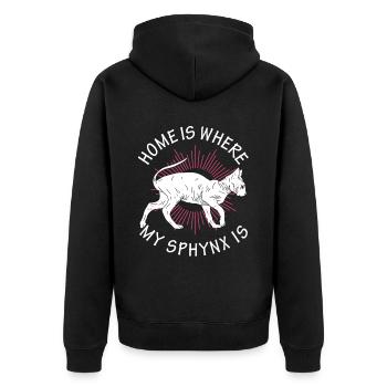 Zuhause Ist, Wo Mein Sphynx Kätzchen Ist - Unisex Premium Bio Zip Hoodie - Schwarz - Hinten - Nico (187cm)