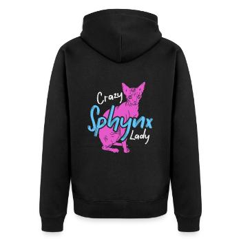 Verrückte Sphynx Lady Ever Kitten Pet Owner - Unisex Premium Bio Zip Hoodie - Schwarz - Hinten - Nico (187cm)