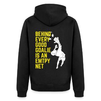 Fußball Tormann Soccer Goalie Spieler Fan Trainer - Unisex Premium Bio Zip Hoodie - Schwarz - Hinten - Nico (187cm)