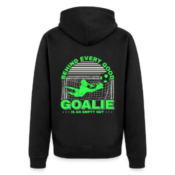 Fußball Tormann Soccer Goalie Spieler Fan Trainer - Unisex Premium Bio Zip Hoodie - Schwarz - Hinten - Nico (187cm)