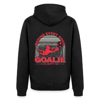 Fußball Tormann Soccer Goalie Spieler Fan Trainer - Unisex Premium Bio Zip Hoodie - Schwarz - Hinten - Nico (187cm)