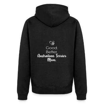 Australian Terrier - Unisex Premium Bio Zip Hoodie - Schwarz - Hinten - Nico (187cm)