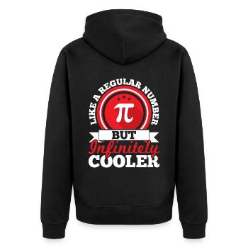 Wie eine normale Zahl, aber unendlich kühlerer Pi-Tag - Unisex Premium Bio Zip Hoodie - Schwarz - Hinten - Nico (187cm)