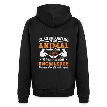 Glassblowing Is An Animal Unto Itself Glassmaking - Unisex Premium Bio Zip Hoodie - Schwarz - Hinten - Nico (187cm)