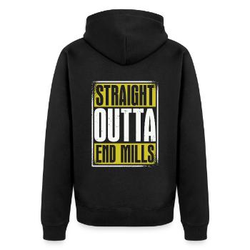 Machinist Straight Outta End Mills Lathe Operator - Unisex Premium Bio Zip Hoodie - Schwarz - Hinten - Nico (187cm)
