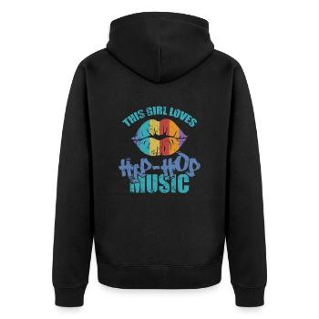 This Girl Loves Hip Hop Music Musikrichtung - Unisex Premium Bio Zip Hoodie - Schwarz - Hinten - Nico (187cm)