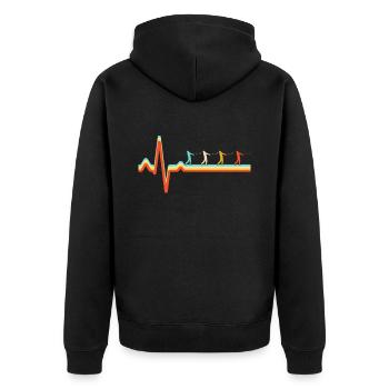 Golf Retro Herzschlag - Unisex Premium Bio Zip Hoodie - Schwarz - Hinten - Nico (187cm)