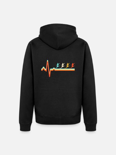 Fußball Retro Herzschlag - Unisex Premium Bio Zip Hoodie - Schwarz