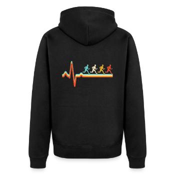 Jogging Retro Heartbeat - Veste à capuche bio Premium Unisexe - noir - Dos - Nico (187cm)