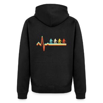 Snowboarden Retro Herzschlag - Unisex Premium Bio Zip Hoodie - Schwarz - Hinten - Nico (187cm)