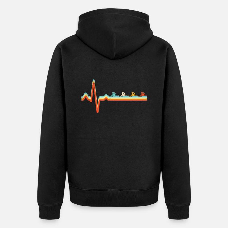 Natation Retro Heartbeat - Veste à capuche bio Premium Unisexe - noir