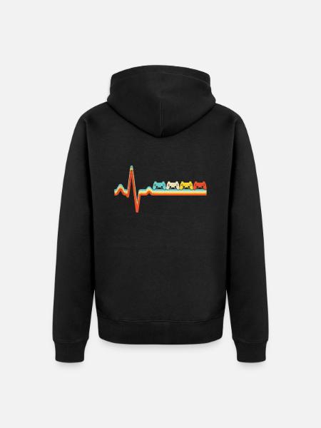 Gaming Retro Heartbeat - Unisex Premium Organic Zip Hoodie - black