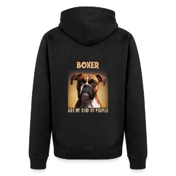 Hunde Spruch Boxer Design für Hundeliebhaber - Unisex Premium Bio Zip Hoodie - Schwarz - Hinten - Nico (187cm)