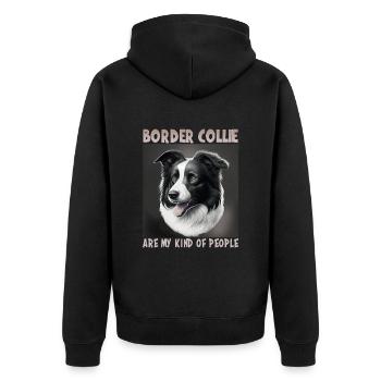 Hunde Spruch Border Collie Design - Unisex Premium Bio Zip Hoodie - Schwarz - Hinten - Nico (187cm)