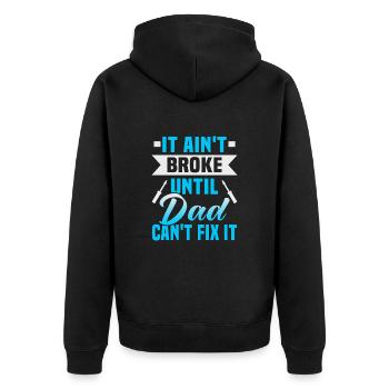Vatertag It ain't broke until dad can't fix it - Unisex Premium Bio Zip Hoodie - Schwarz - Hinten - Nico (187cm)