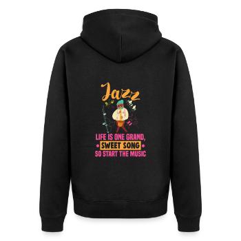 Jazz Musik Orchester Musiker - Unisex Premium Bio Zip Hoodie - Schwarz - Hinten - Nico (187cm)
