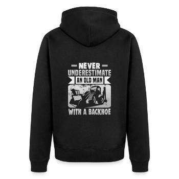 Crane operator design for excavator operators and construction workers - Unisex Premium Organic Zip Hoodie - black - Back - Nico (187cm)