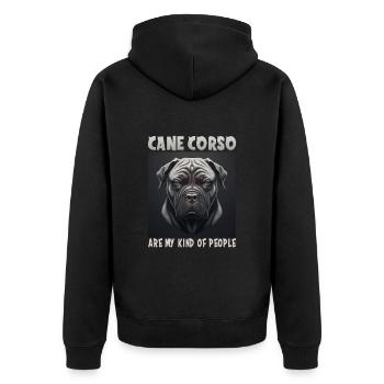 Hunde Spruch Cane Corso Design für Hundeliebhaber - Unisex Premium Bio Zip Hoodie - Schwarz - Hinten - Nico (187cm)
