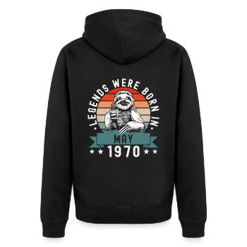 Legends Were Born In May 1970 Sloth Sloth - Unisex Premium Organic Zip Hoodie - black - Back - Nico (187cm)
