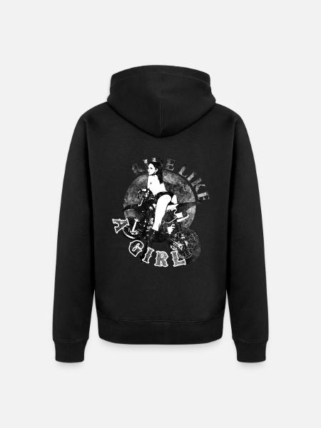 ride a girl motorcycle ride fast motorcycle tours - Unisex Premium Organic Zip Hoodie - black