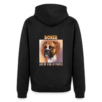 Hunde Spruch Boxer Design für Hundeliebhaber - Unisex Premium Bio Zip Hoodie - Schwarz - Hinten - Nico (187cm)