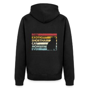 Beste Mutter Aller Zeiten - Exotic Shorthair Cat - Unisex Premium Bio Zip Hoodie - Schwarz - Hinten - Nico (187cm)