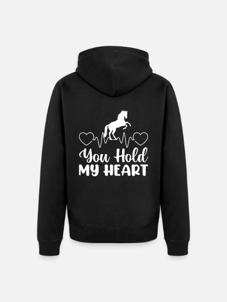 You held my heart - - Unisex Premium Organic Zip Hoodie - black