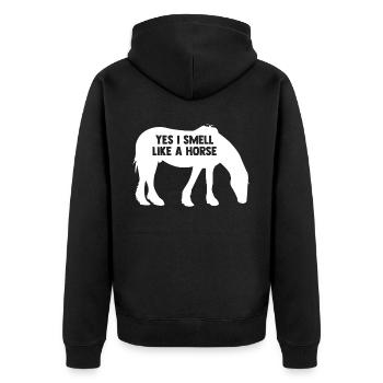 Yes, I smell like a horse 1 - - Unisex Premium Organic Zip Hoodie - black - Back - Nico (187cm)