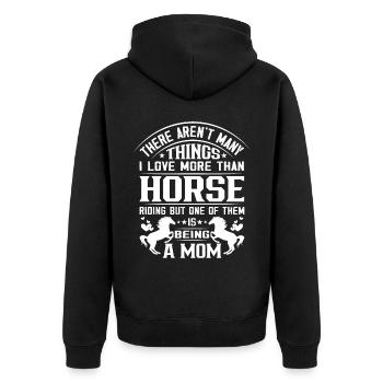 Es gibt nicht viele Dinge, die ich mehr liebe als - Unisex Premium Bio Zip Hoodie - Schwarz - Hinten - Nico (187cm)