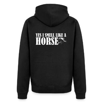 Yes, I smell like a horse - - Unisex Premium Organic Zip Hoodie - black - Back - Nico (187cm)