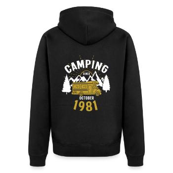 Anniversaire: Camping depuis octobre 1981 Camping-car - Veste à capuche bio Premium Unisexe - noir - Dos - Nico (187cm)