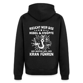 Kranfahrer Kranführer Kran Fahren - Unisex Premium Bio Zip Hoodie - Schwarz - Hinten - Nico (187cm)