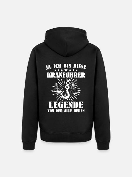 Kranfahrer Kranführer Kran Fahren - Unisex Premium Bio Zip Hoodie - Schwarz