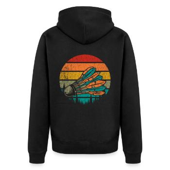Badminton Lustiger Spruch Herren Badminton Design - Unisex Premium Bio Zip Hoodie - Schwarz - Hinten - Nico (187cm)