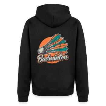 Badminton Lustiger Spruch Herren Badminton Design - Unisex Premium Bio Zip Hoodie - Schwarz - Hinten - Nico (187cm)
