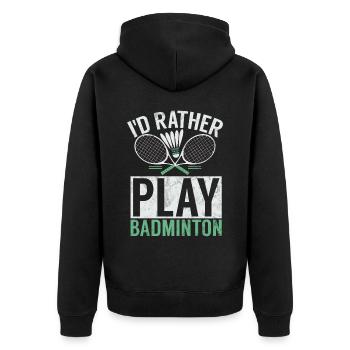 Badminton Lustiger Spruch Herren Badminton Design - Unisex Premium Bio Zip Hoodie - Schwarz - Hinten - Nico (187cm)